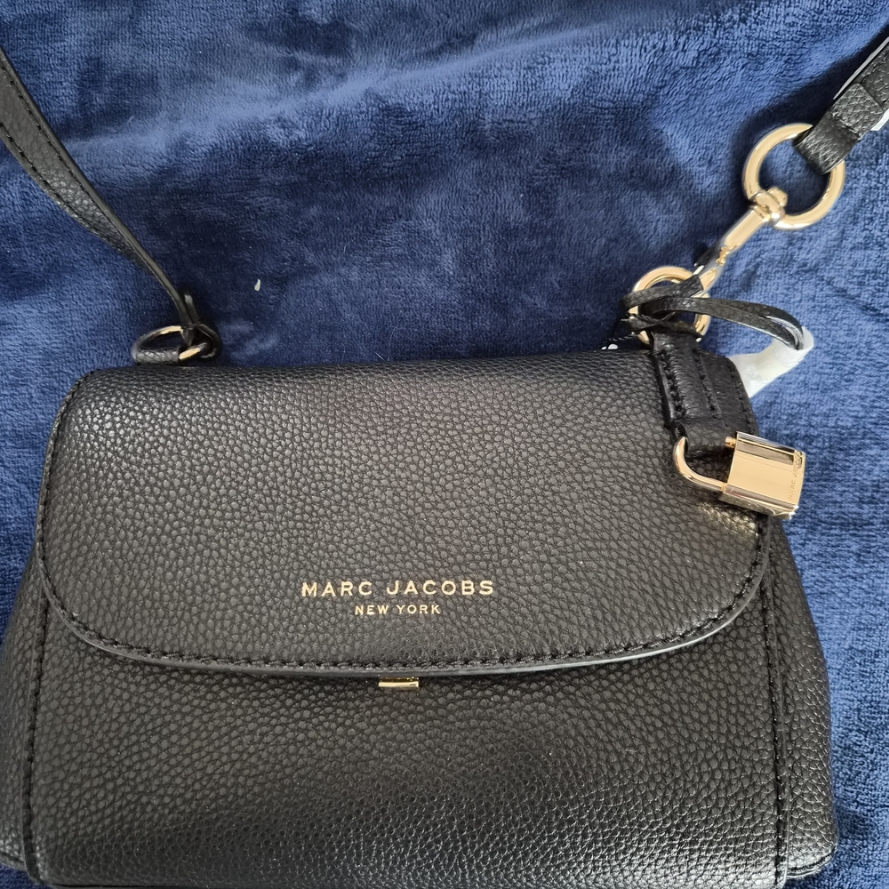 Marc Jacobs Boho Grind  Black Pebbled Leather Crossbody Bag